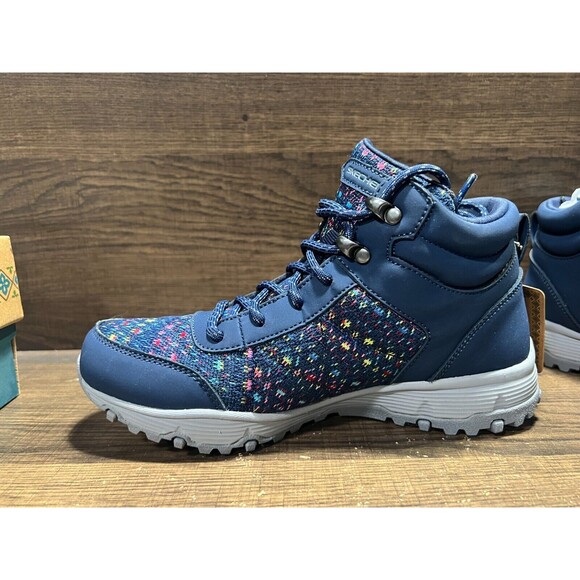 Skechers Seager Knit Lace-Up Water Repellent Hiker Boots Art Beat Navy 5.5M New - Picture 7 of 9